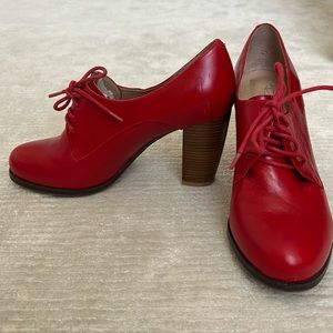Respect Real Leather Red booties size 38 (7.5 US)